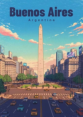 Minimalist Sunset over Buenos Aires Obelisk
