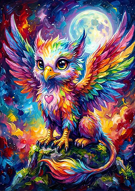 Colorful Griffin with Heart