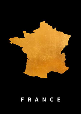 France Map on Golden Black