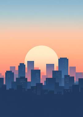 Cityscape Sunset Silhouette