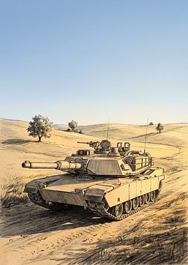 M1 Abrams Tank in Desert Landscape