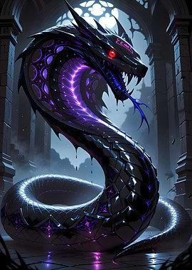 Black Cobra Glowing Purple Energy