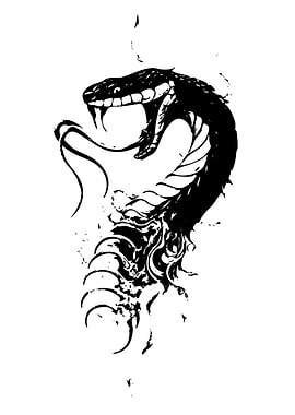 Black and White Snake Illustration