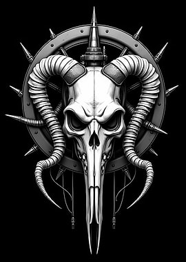 Steampunk Skull with Horns and Spikes
