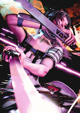 Cyberpunk Warrior with Swords