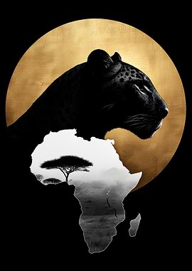 Black Panther and Africa Silhouette