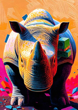 Colorful Rhino Portrait