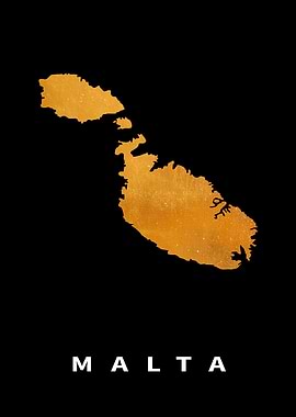 Malta Map on Golden Black