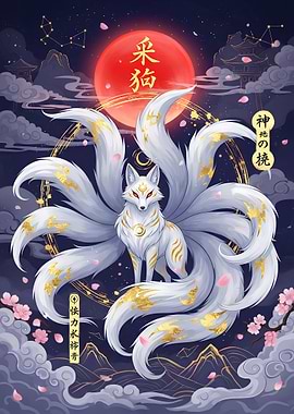 Divine Kitsune in Lunar Bloom