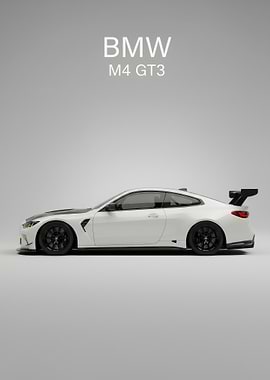 BMW M4 GT3 White side Car