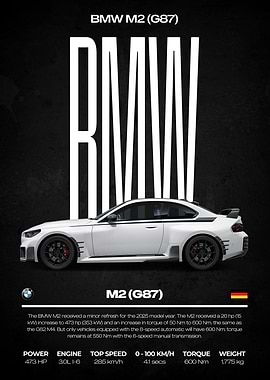 BMW M2 (G87) Car Poster