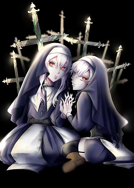 Nuns with Crosses Background