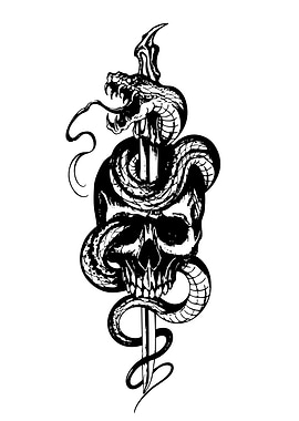 Skull, Snake, and Sword Illustration