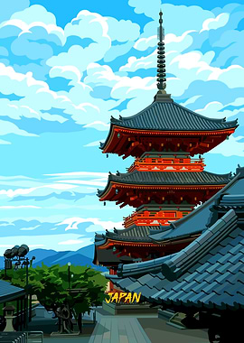 Japanese Pagoda Digital Art