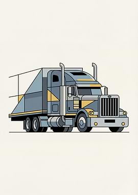 Stylized Semi-Truck Illustration