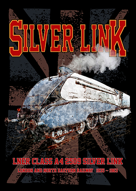 Silver Link LNER Class A4 2509 Steam Locomotive Train with UK Union Jack flag