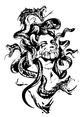 Medusa Black and White Illustration