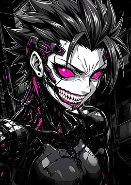 Cyberpunk Anime Character with Glowing Eyes