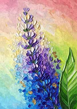 Floral Painting: Lupine Flower with Leaf