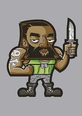 Cartoon Soldier with Knife