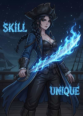 Pirate Woman with Flaming Sword