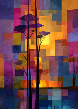 Abstract Trees Landscape Painting