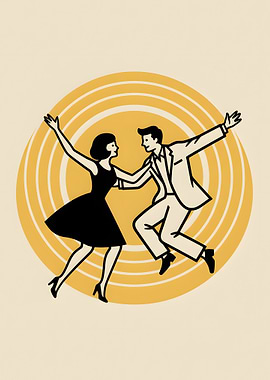 Retro Couple Dancing Illustration