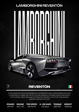 Lamborghini Reventón Car Poster