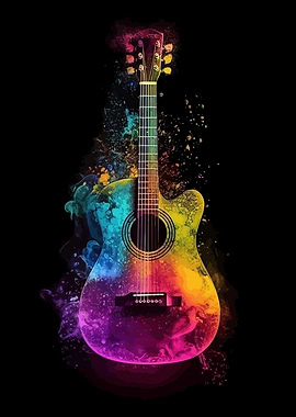 Colorful Acoustic Guitar Art