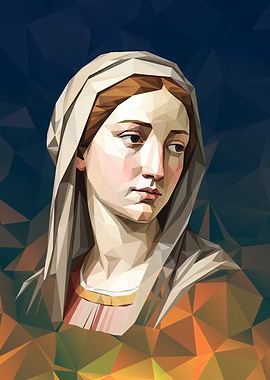 Portrait Woman with a Veil Low Poly