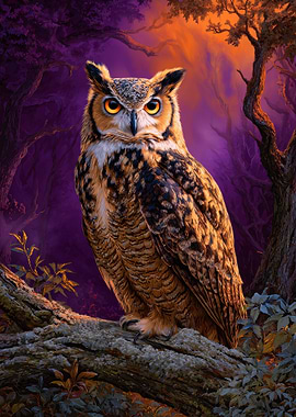 Majestic Owl Perched in Forest