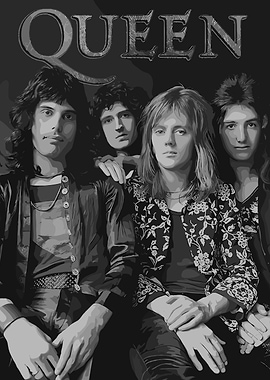 Queen Band Portrait Black and White