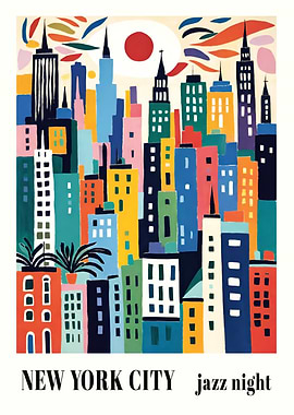 Colorful New York City Jazz Night