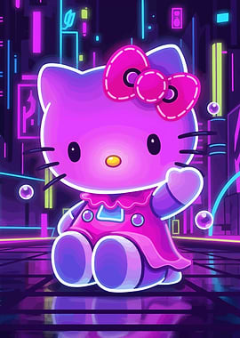 Hello Kitty Neon Cityscape