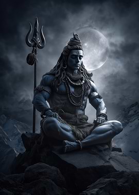 Lord Shiva Meditation Under Moonlight