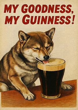 Dog Licking Guinness Beer