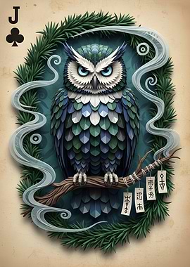 Owl Card with Mystical Elements