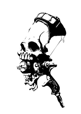 Skull Paint Gun Black and White