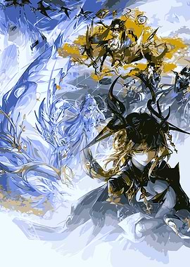 Fantasy Characters in Blue and Gold