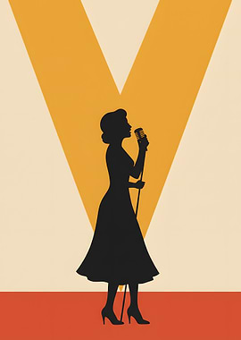 Silhouette Singer with Microphone