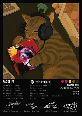 Cat listening to Alice in Chains