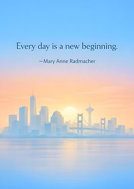 New Beginning Cityscape Inspirational Quote