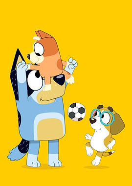 Bluey and Bingo Playing Soccer