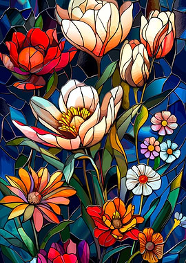 Floral Stained Glass Art