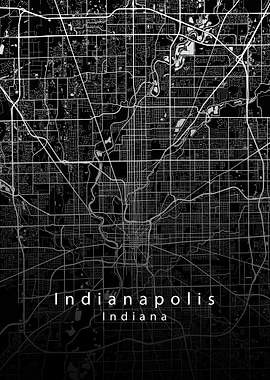 Indianapolis Indiana City Map Black