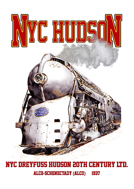 NYC Dreyfuss Hudson Steam Locomotive. 20th Century Limited Train