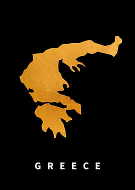 Greece Map on Golden Black