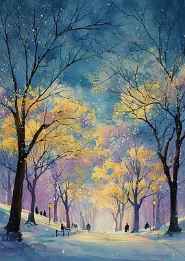 Winter Park Watercolor Painting