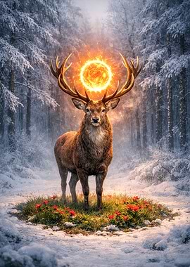 Majestic Deer with Solar Aura