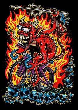 Devil Riding Bike Through Hellfire